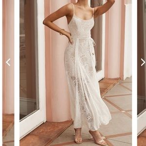 PALM SPRINGS LACE OVERLAY MAXI DRESS WHITE